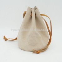 Factory logo embossing gift drawstring leather pouch