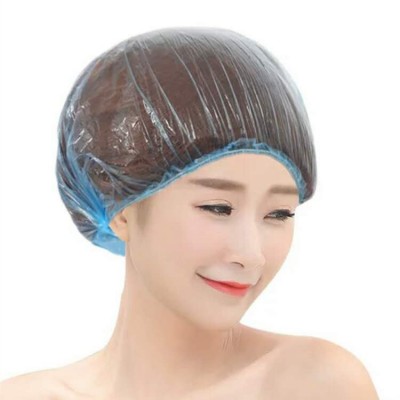 Disposable plastic PE strip shower cap for hotel